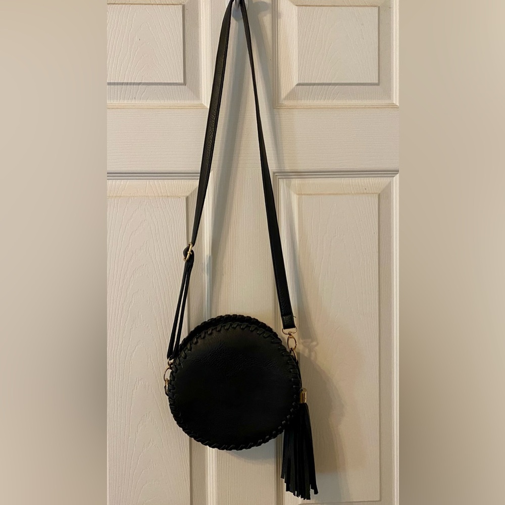 Kiss Me Couture round black crossover purse